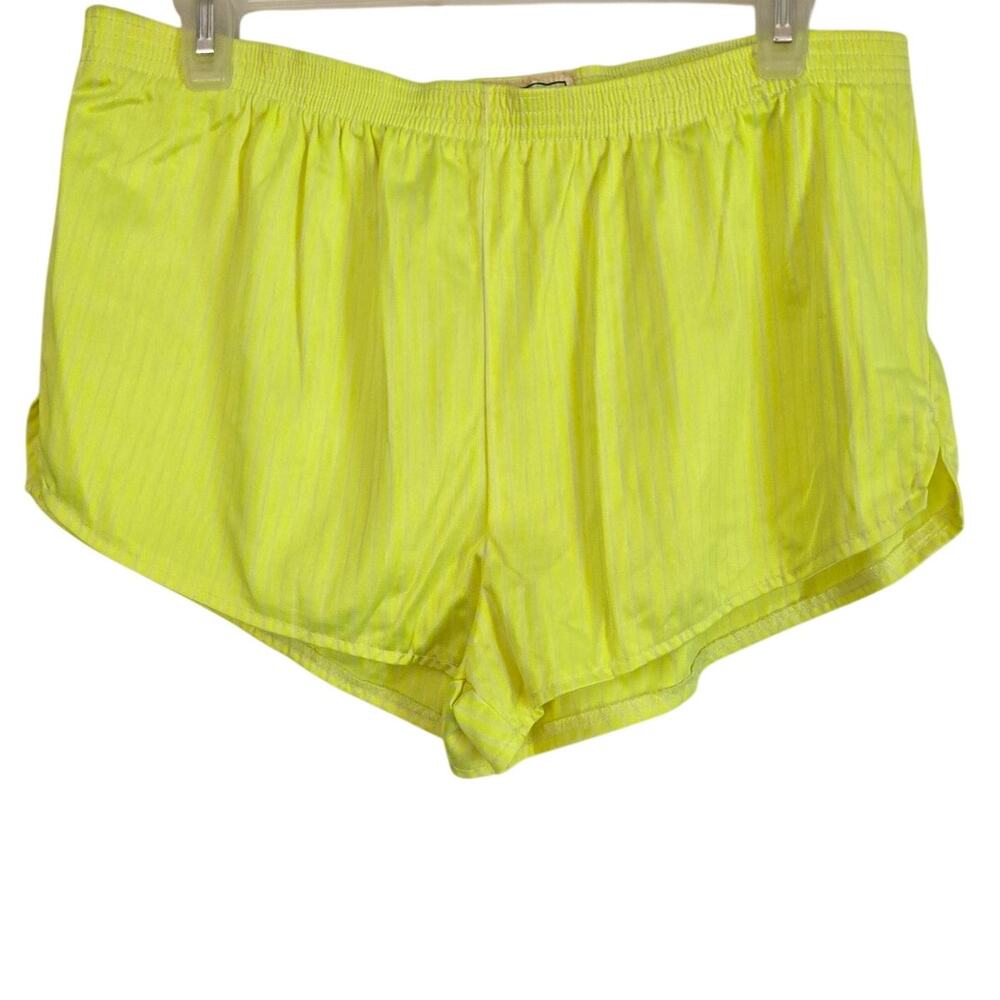 Rave Classic Vintage 80s Roccoco Neon Yellow Running Shorts Lightweight Nylon L